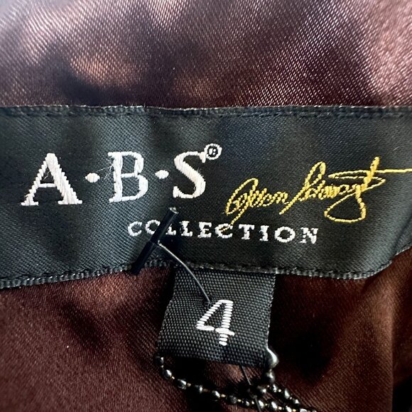 ABS Allen Schwartz Brown Chiffon Strapless Gown Floor Length Dress Size 4 NWT - Picture 6 of 13